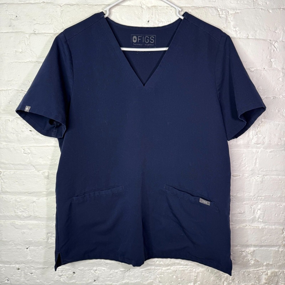 FIGS Scrub Top‎ Technical Collection Women's Medium Blue Short Sleeve Pockets